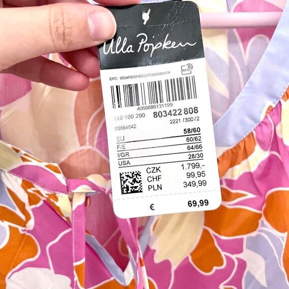 NWT Ulla Popken Floral Print Long Sleeve Ruffle Hem Stretch Dress Size 28/30 - Picture 4 of 6